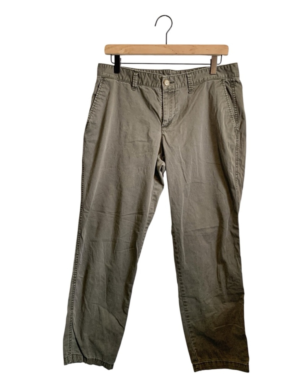 GAP Women Olive Green Gray Low Rise Straight Leg Girlfriend Khakis 6/28